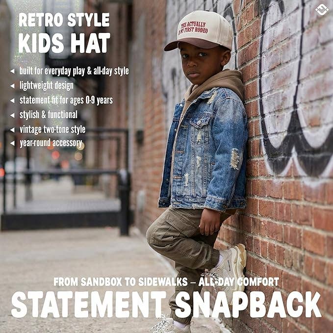Kids & Baby 2-Tone Snapback Hat | This Actually Is My First Rodeo | Brown & Beige