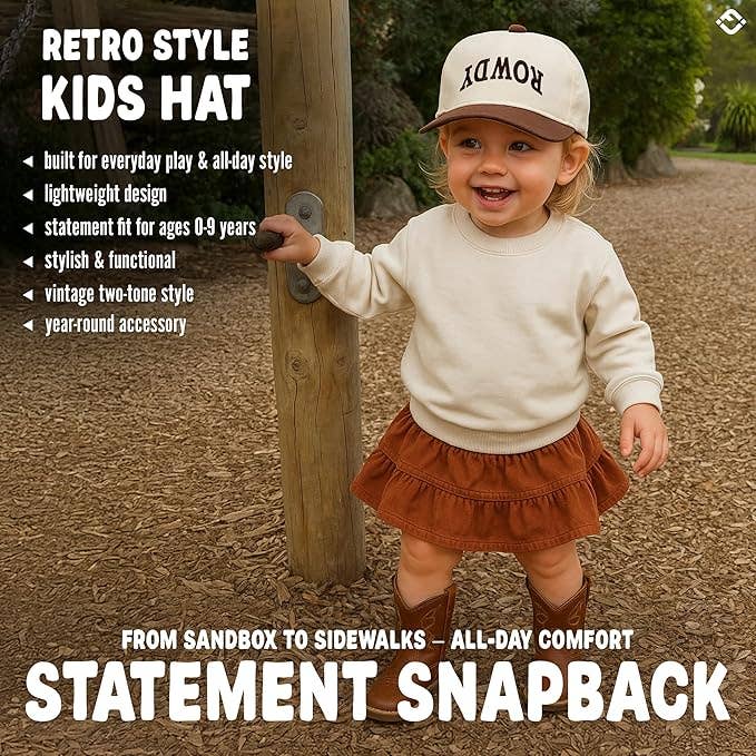 Kids & Baby 2-Tone Snapback Hat | Brown & Beige | Infant to Youth