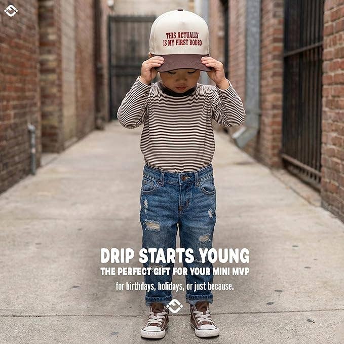 Kids & Baby 2-Tone Snapback Hat | This Actually Is My First Rodeo | Brown & Beige