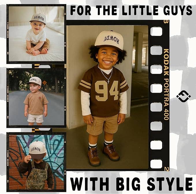 Kids & Baby 2-Tone Snapback Hat | Brown & Beige | Infant to Youth