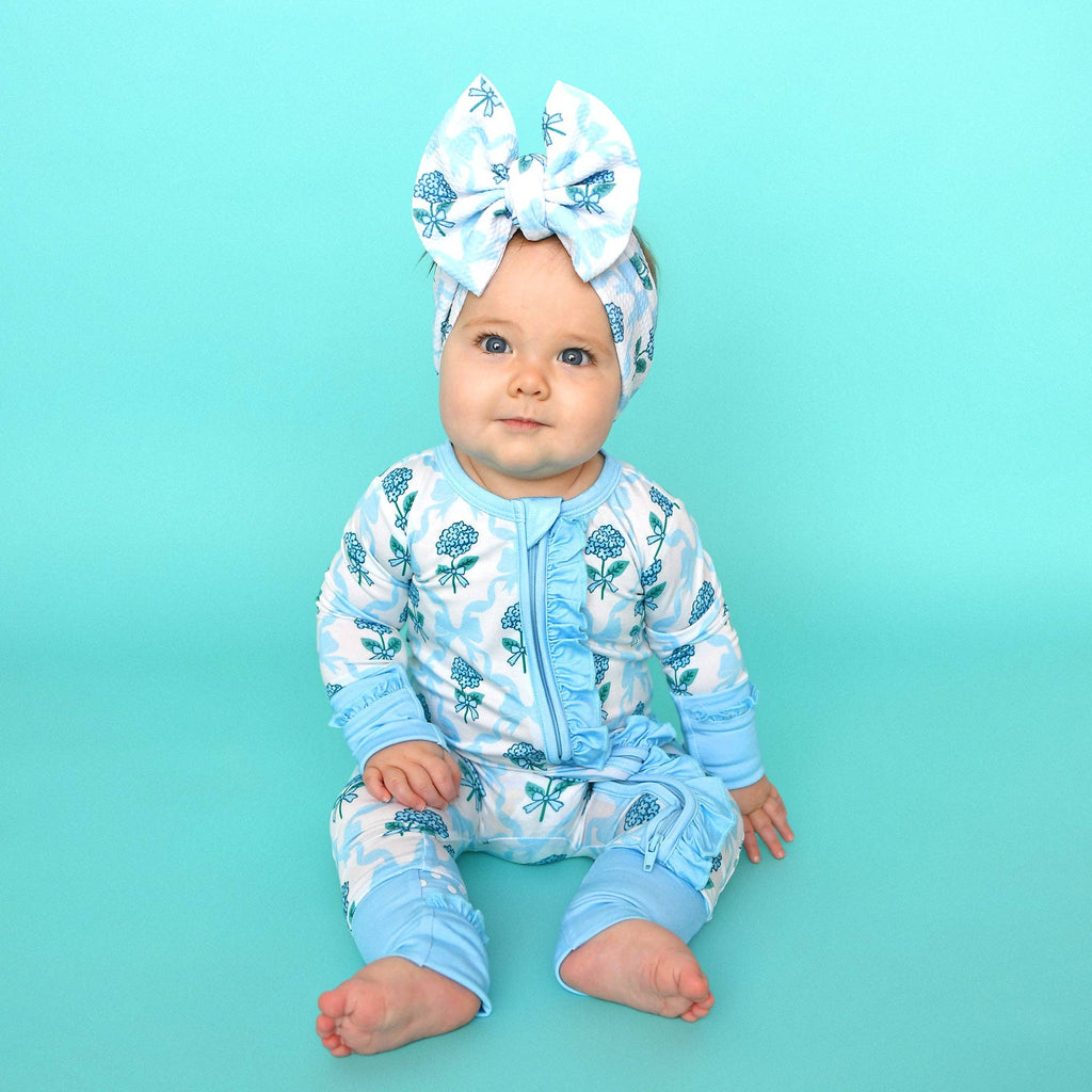 Bamboo Floral Ruffle Zip Sleeper — Baby One-Piece Outfit