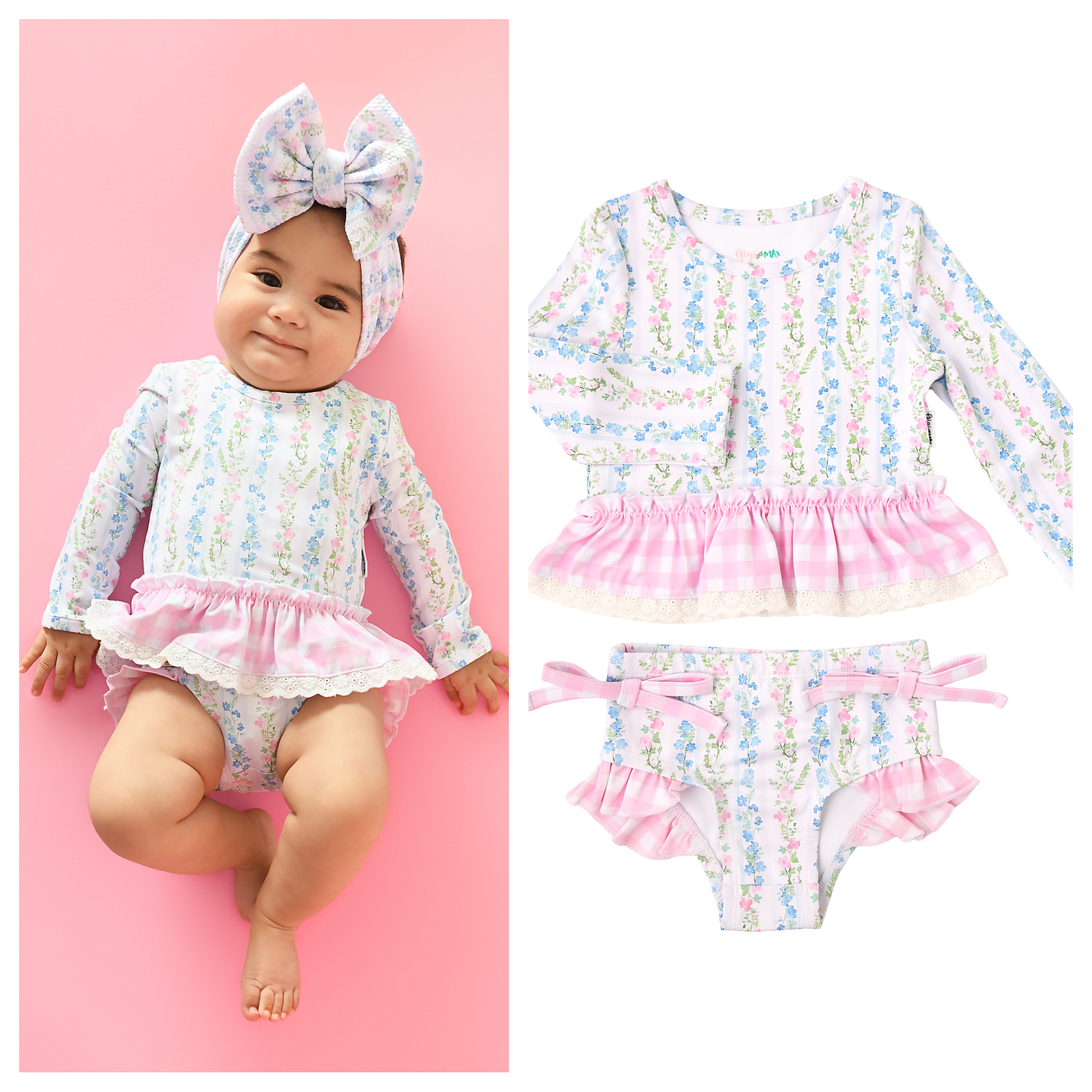 Girls' Floral Rash Guard 2-Piece Swim Set — UPF 50+