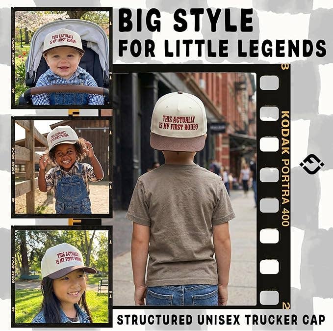 Kids & Baby 2-Tone Snapback Hat | This Actually Is My First Rodeo | Brown & Beige