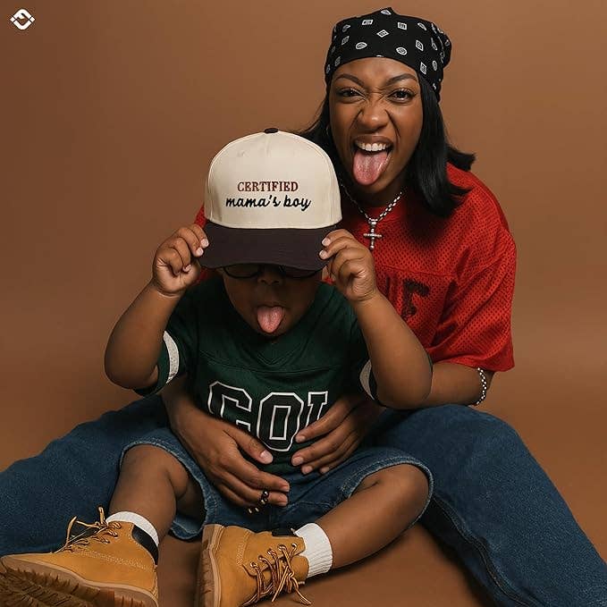 Kids & Baby 2-Tone Snapback Hat | Certified Mama's Boy | Brown & Beige