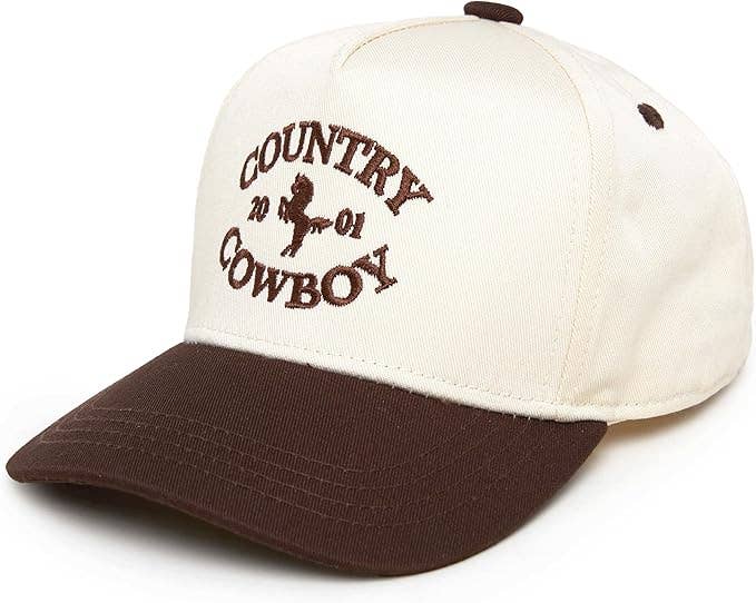 Kids & Baby 2-Tone Vintage Hat | Country Cowboy Brown & Beige | Infant to Youth