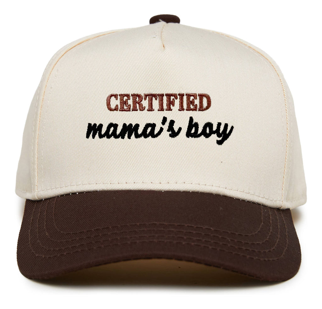 Kids & Baby 2-Tone Snapback Hat | Certified Mama's Boy | Brown & Beige