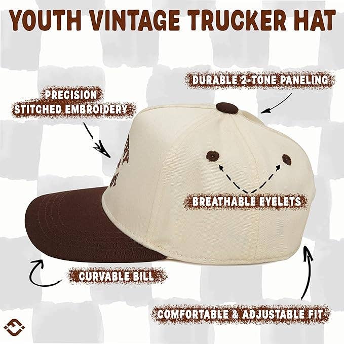 Kids & Baby 2-Tone Vintage Hat | Country Cowboy Brown & Beige | Infant to Youth