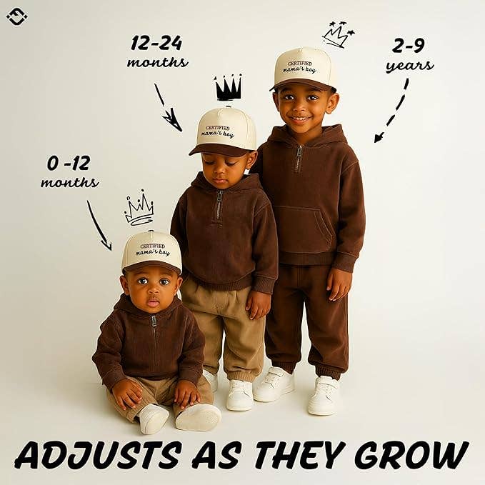 Kids & Baby 2-Tone Snapback Hat | Certified Mama's Boy | Brown & Beige