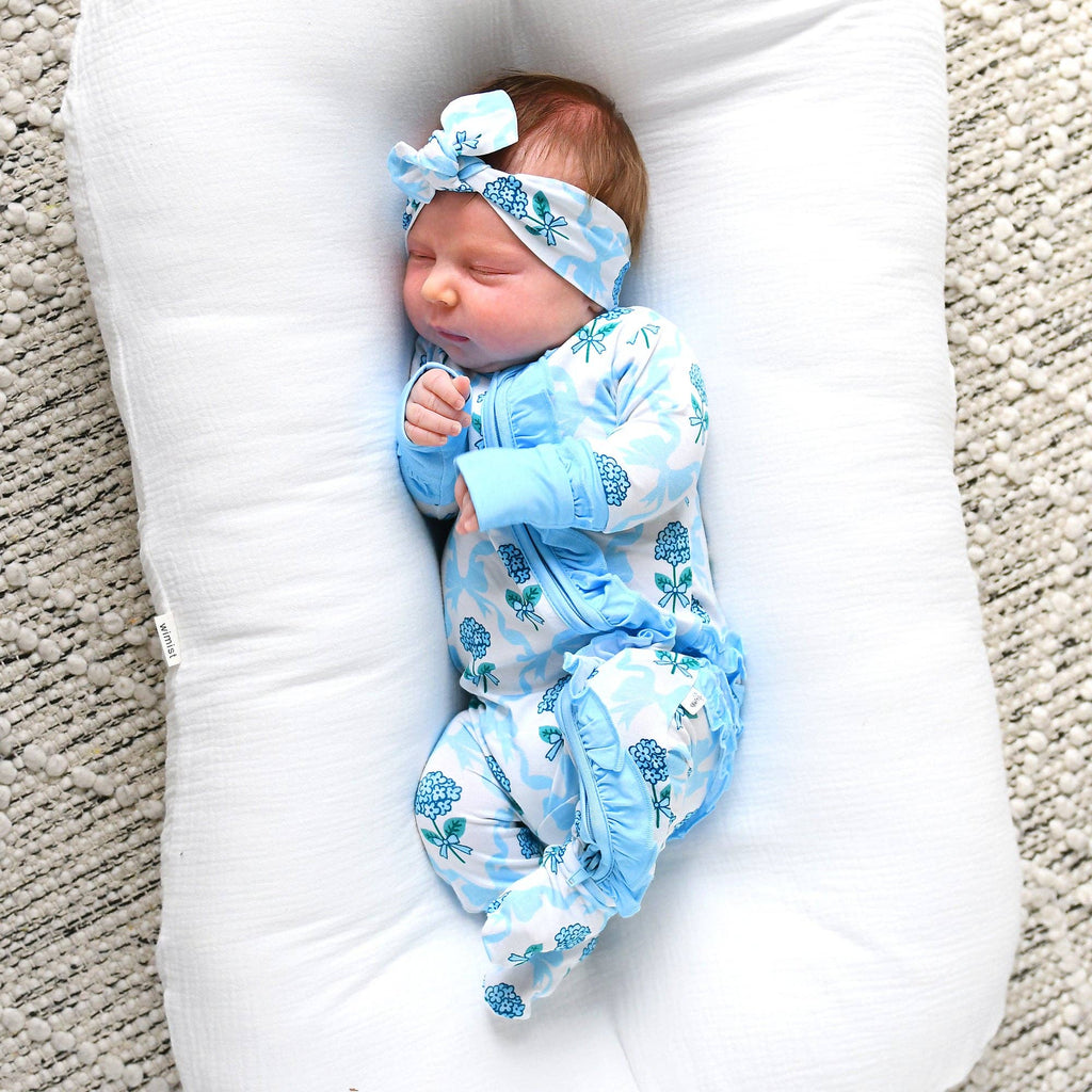 Bamboo Floral Ruffle Zip Sleeper — Baby One-Piece Outfit