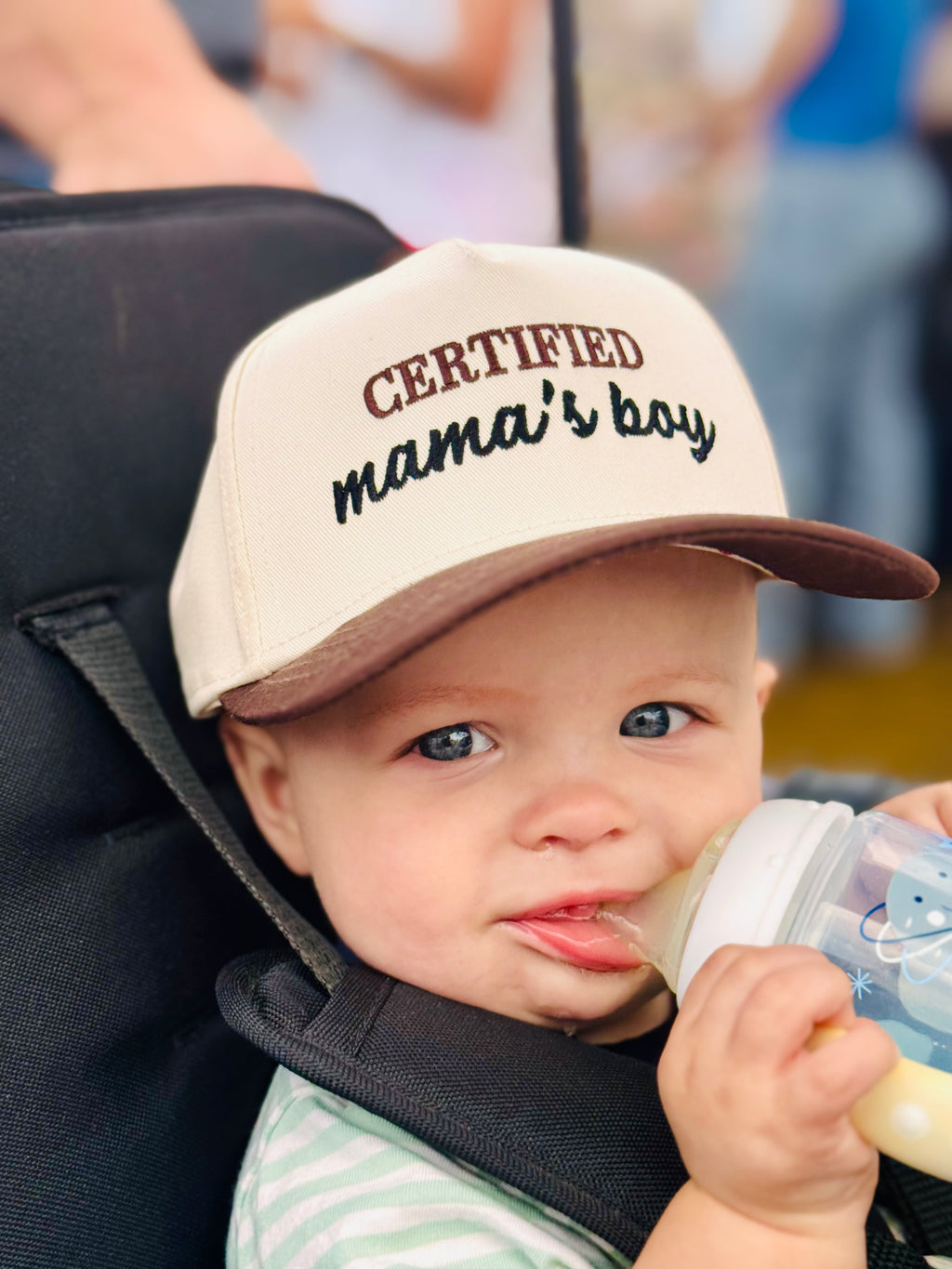 Kids & Baby 2-Tone Snapback Hat | Certified Mama's Boy | Brown & Beige
