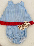 Girls' Gingham Swing Back Set — Blank or Personalized