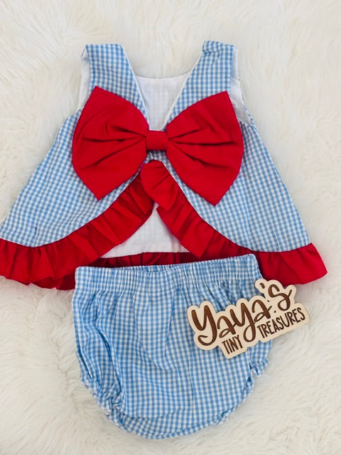Girls' Gingham Swing Back Set — Blank or Personalized