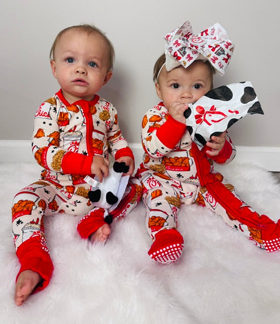 Custom Bamboo Ruffle Sleeper – Fast Food Fan (Girls)