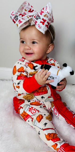 Custom Bamboo Ruffle Sleeper – Fast Food Fan (Girls)