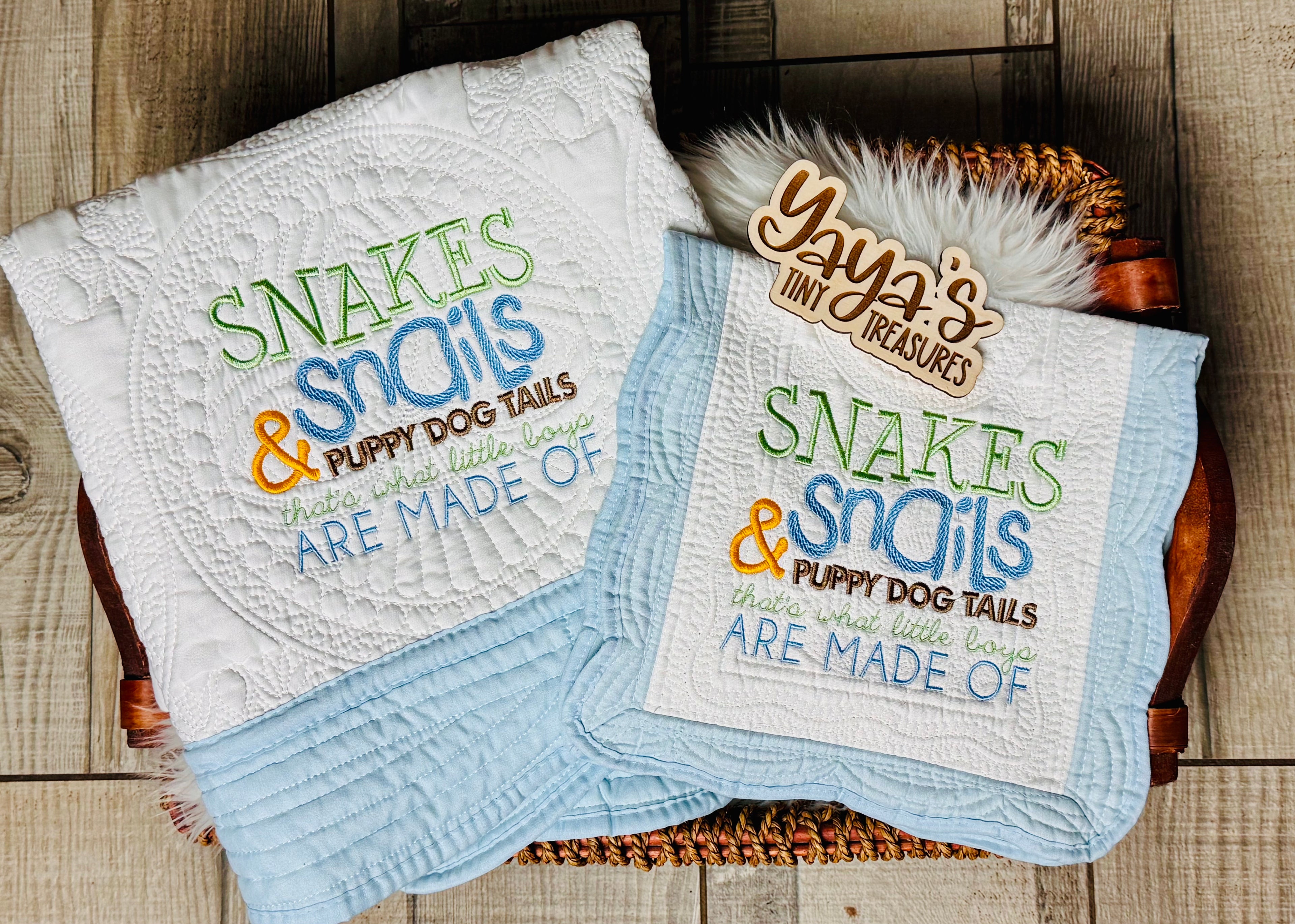 Heirloom Blanket - "Snakes, Snails and Puppy Dog Tails" | 36x45