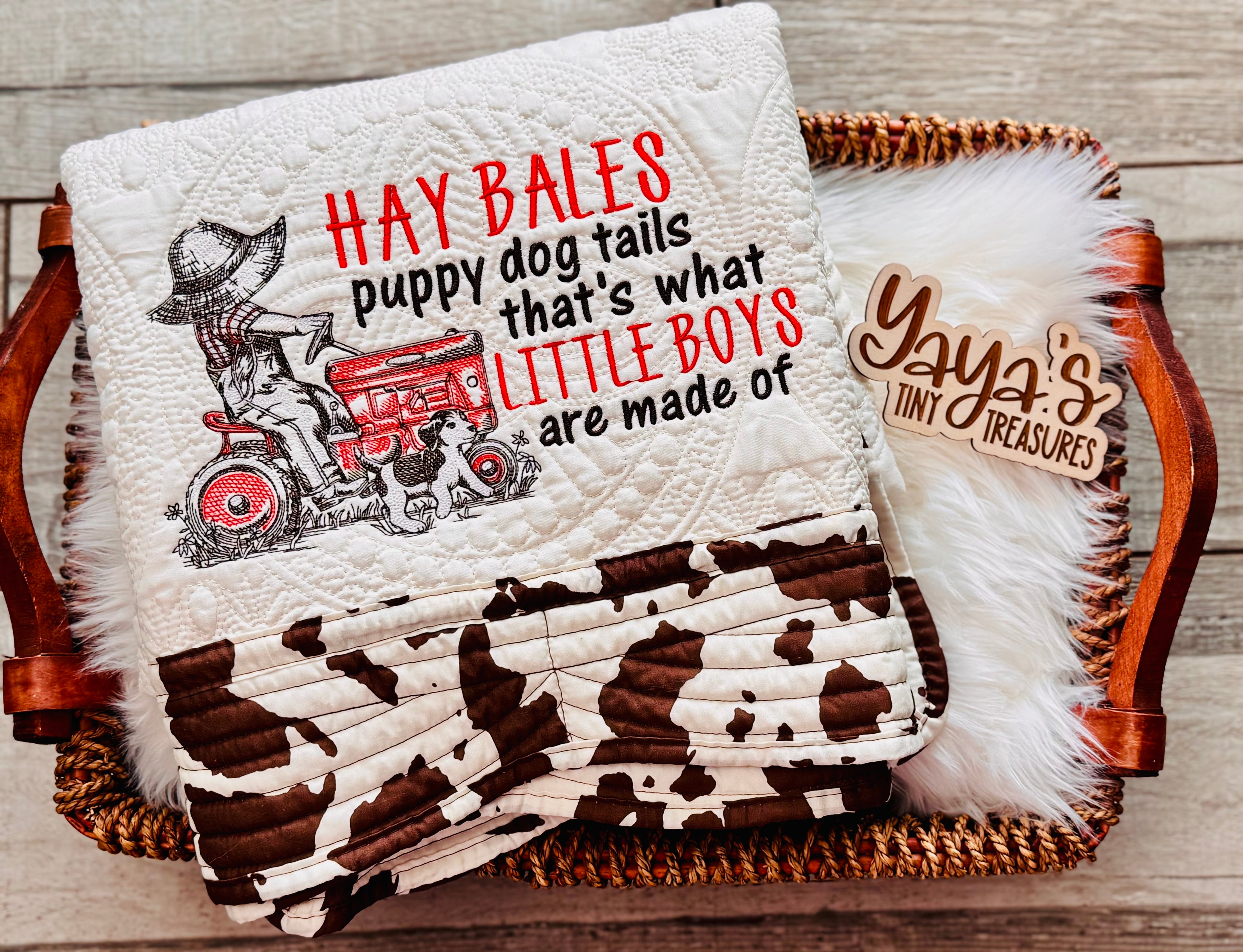 Heirloom Blanket - "Hay Bales and Puppy Dog Tails" | 36x45