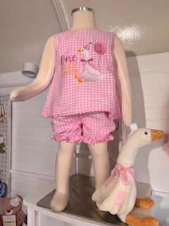 Pink Gingham 2-Piece Outfit | Blank or Custom Embroidered