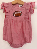 Girls Football Bubble Romper | One-Piece Game Day Outfit