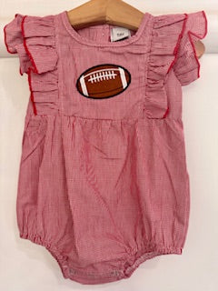 Girls Football Bubble Romper | One-Piece Game Day Outfit