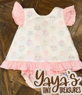 Girl's Birthday Bow Back Diaper/Shorts Set | Blank or Custom Embroidered