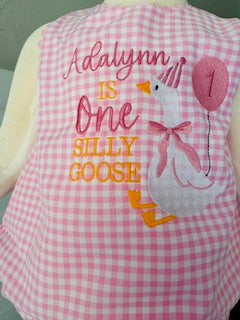 Pink Gingham 2-Piece Outfit | Blank or Custom Embroidered