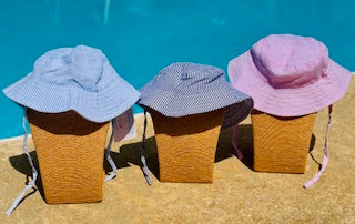 Seersucker Baby & Kids Sun Hat | Pink, Navy & Blue |