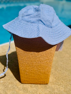 Seersucker Baby & Kids Sun Hat | Pink, Navy & Blue |