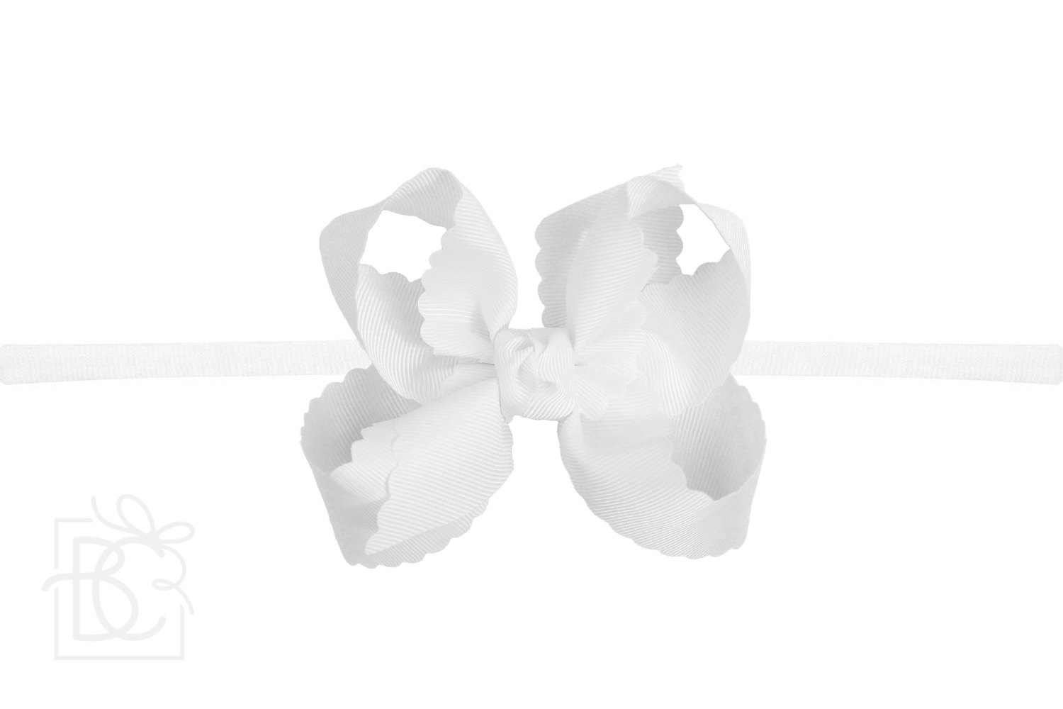 Nylon Pantyhose Headband w/ Scalloped Edge Bow