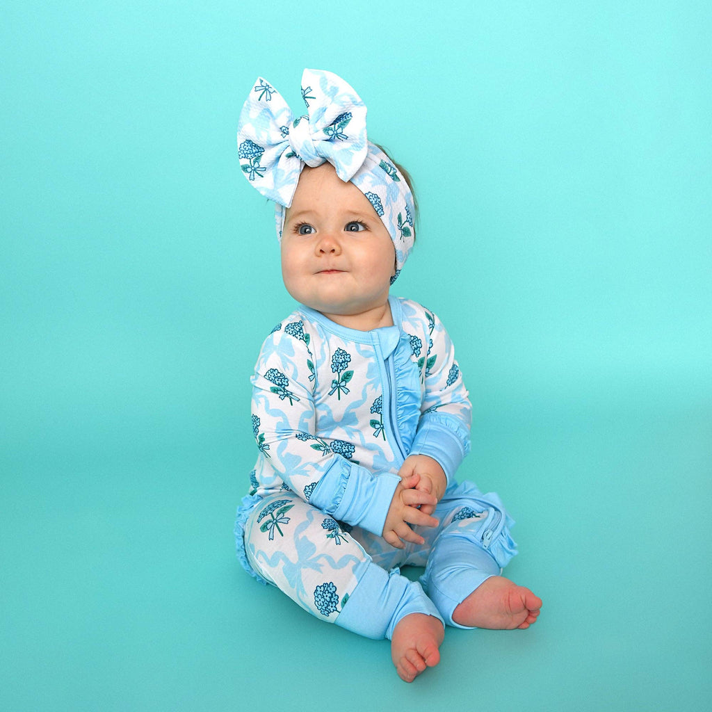 Bamboo Floral Ruffle Zip Sleeper — Baby One-Piece Outfit