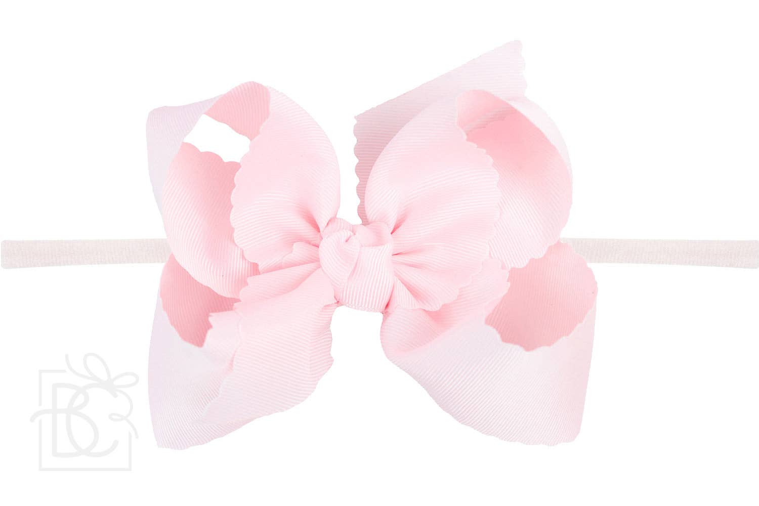 Nylon Pantyhose Headband w/ Scalloped Edge Bow
