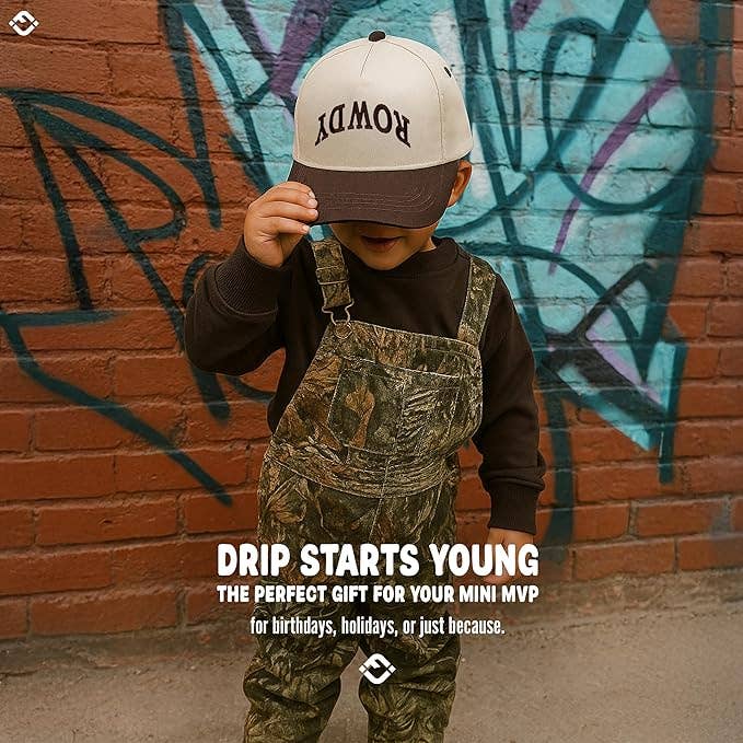 Kids & Baby 2-Tone Snapback Hat | Brown & Beige | Infant to Youth