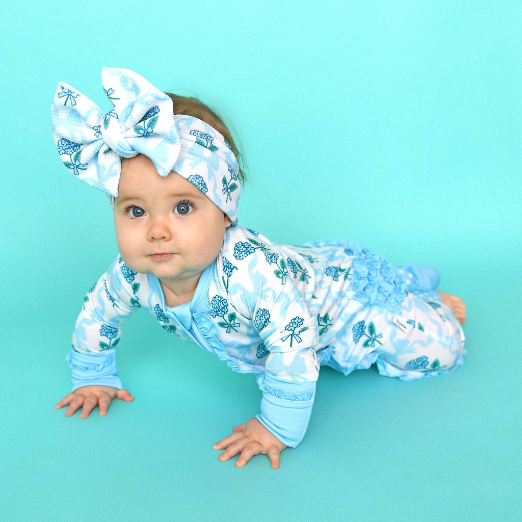 Bamboo Floral Ruffle Zip Sleeper — Baby One-Piece Outfit