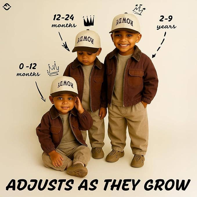 Kids & Baby 2-Tone Snapback Hat | Brown & Beige | Infant to Youth