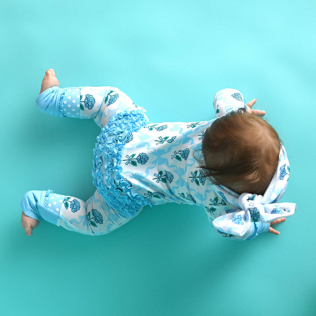 Bamboo Floral Ruffle Zip Sleeper — Baby One-Piece Outfit